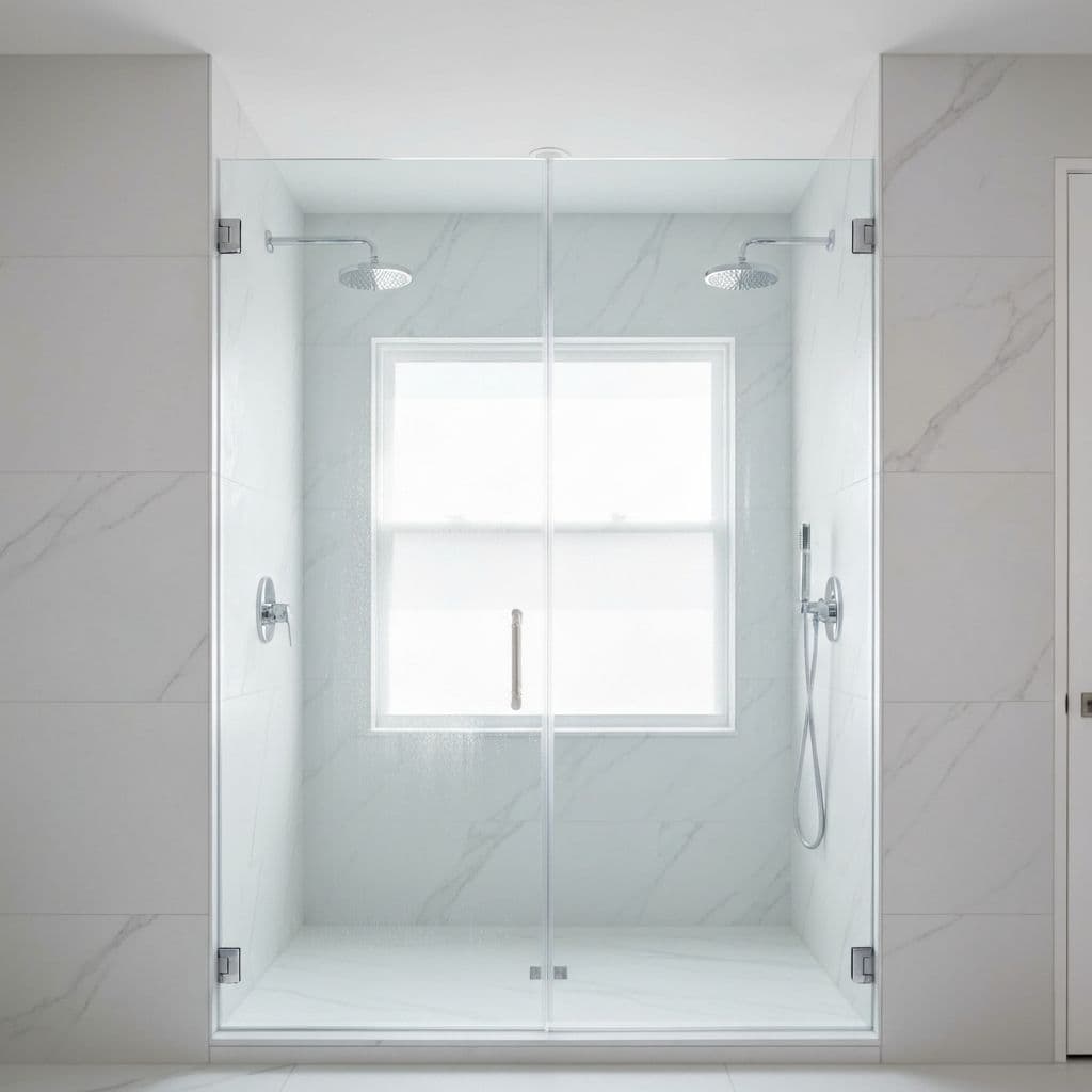 Sparkling clean frameless shower enclosure