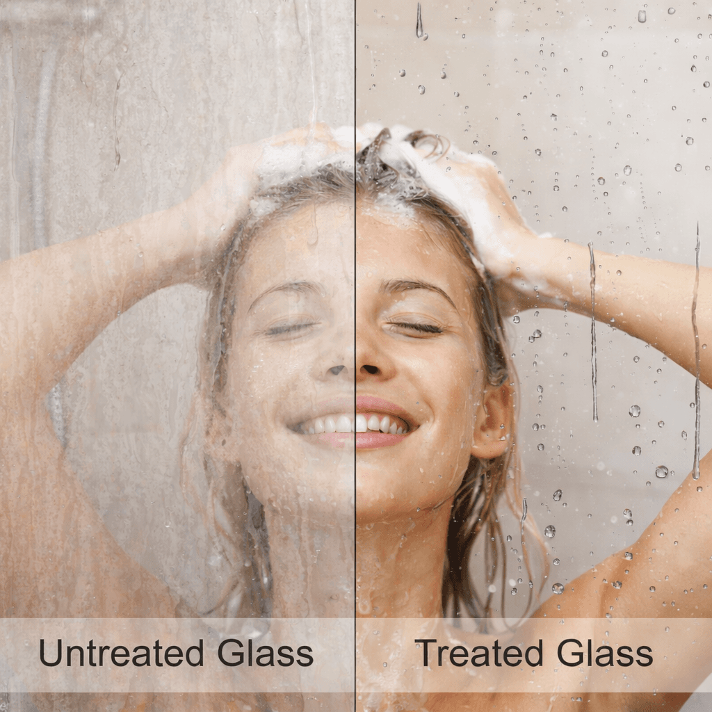EnduroShield coating comparison showing water beading on treated glass versus untreated glass