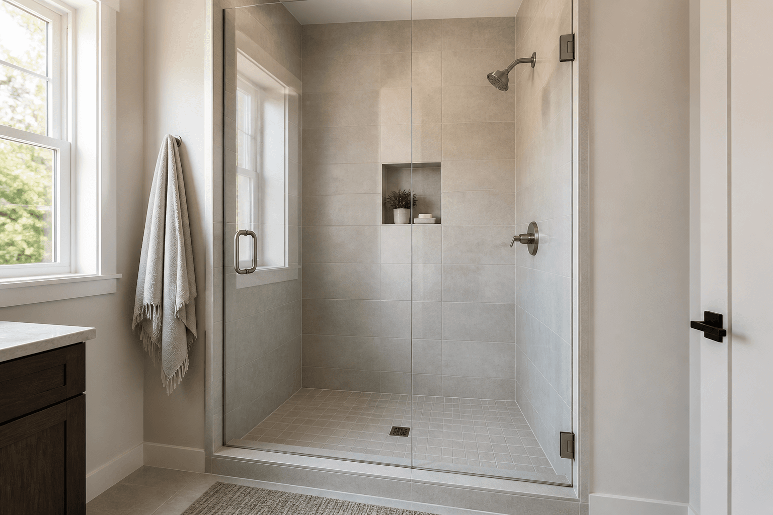 Where Should a Showerhead Sit Relative to the Door?