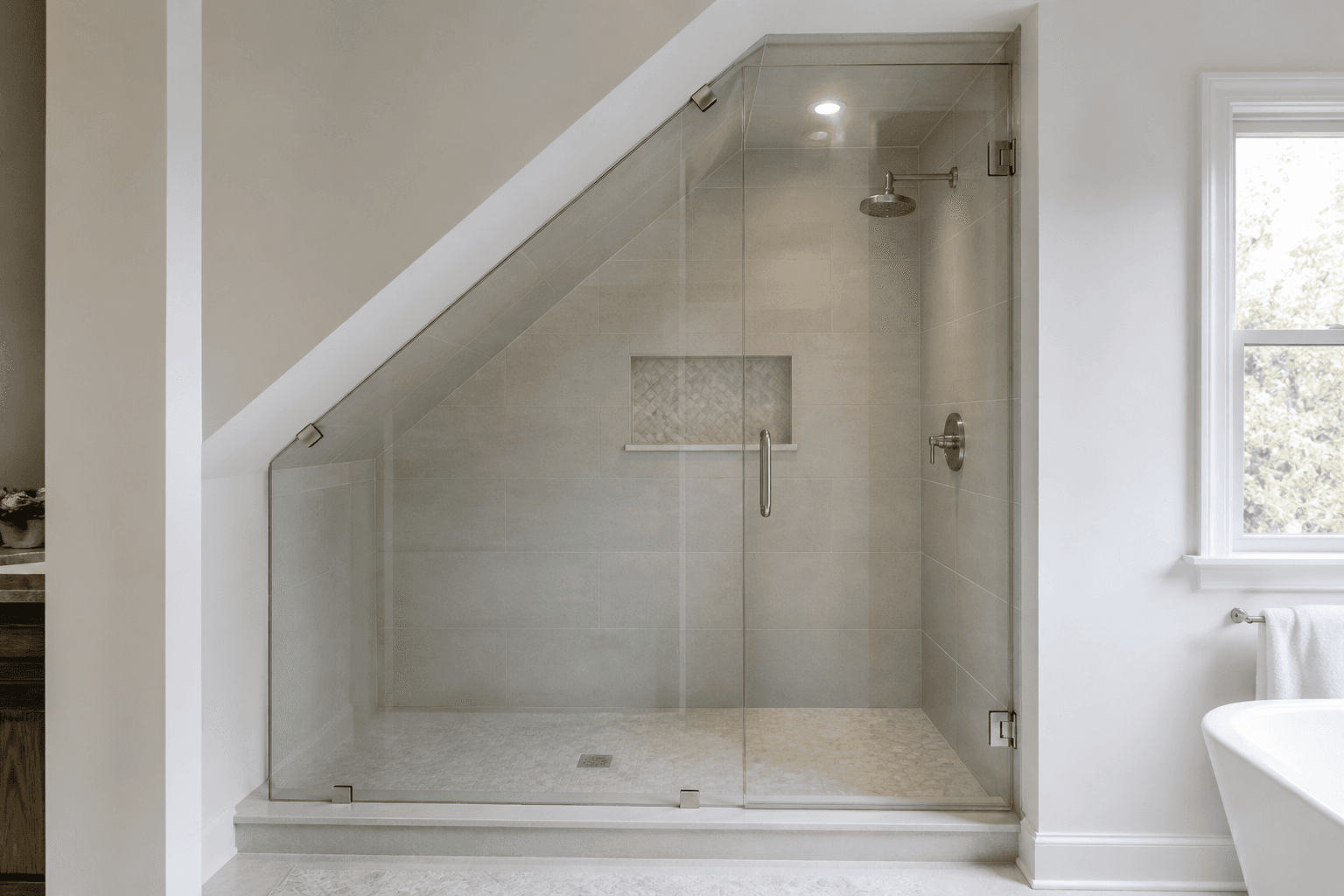Can Custom Shower Glass Fit a Sloped Ceiling?